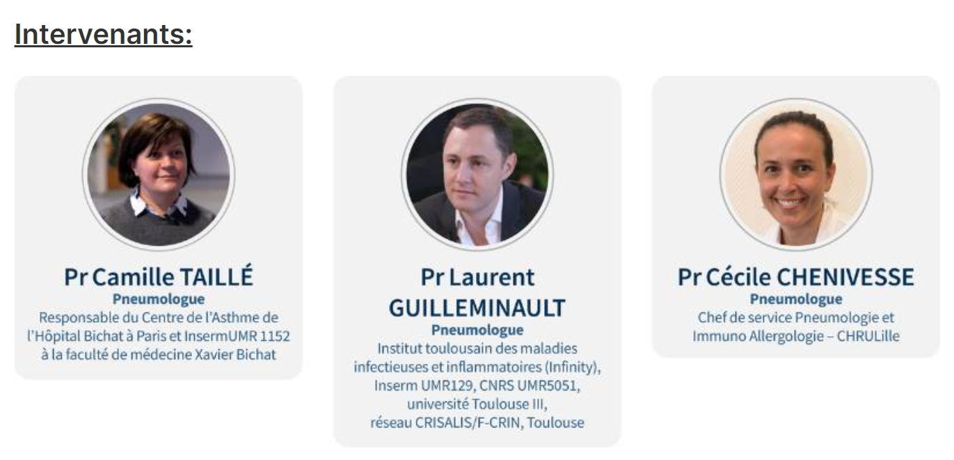 Intervenants webinaire asthme Internat de Paris 4 avril 2024