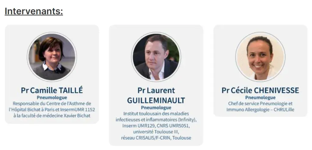 Intervenants webinaire asthme Internat de Paris 4 avril 2024
